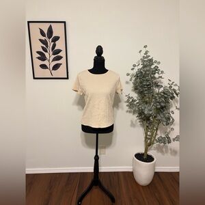 -SOLD- Cream Textured Short Sleeve Tee